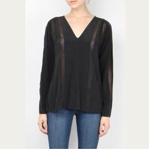 L'AGENCE Women's Angela V-Neck black Top size XS